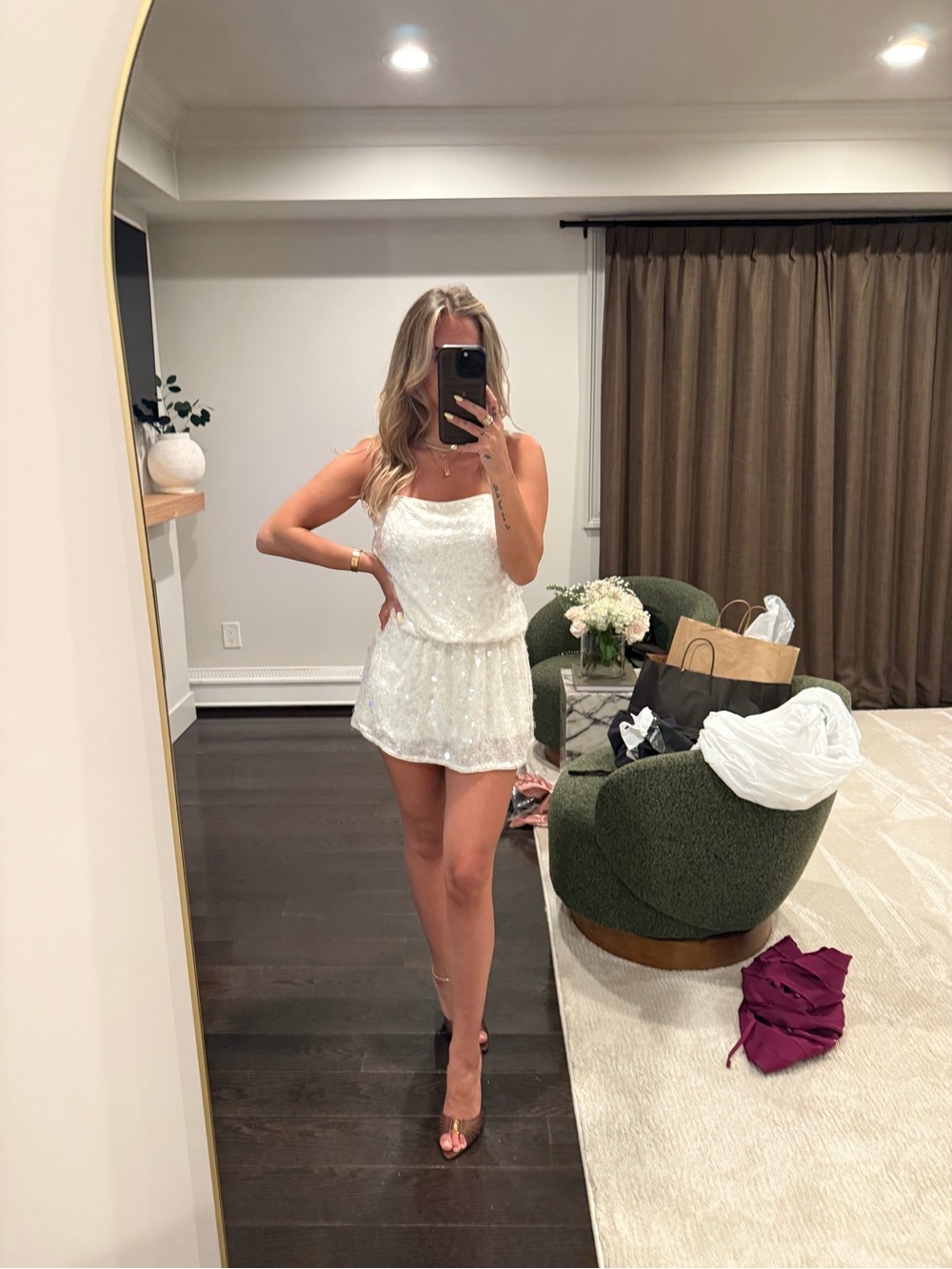 Simkhai white sequin mini dress